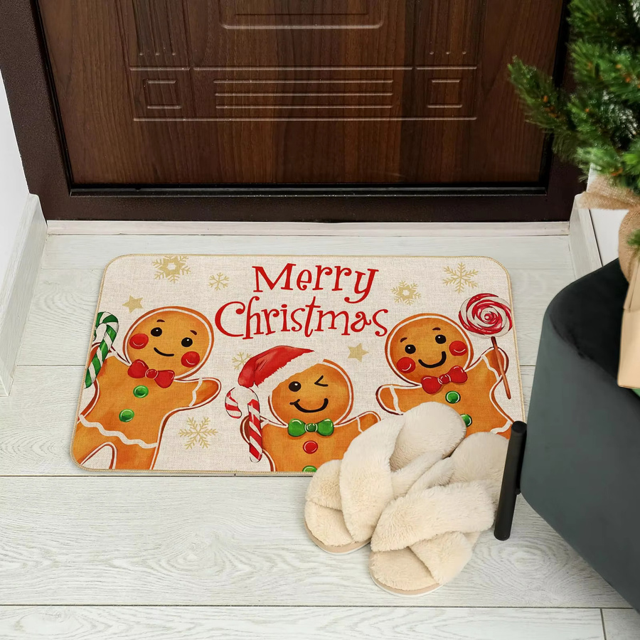 VIKAMA Weihnachtliche Fußmatte mit Lebkuchenmann Motiv, rutschfest, Mehrfarbig, B/T: 60 x 40 cm - Bild 2