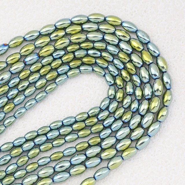 wlyees Hämatit Perlen, Grün, Oval, 6/8mm, für Schmuckherstellung - Bild 1