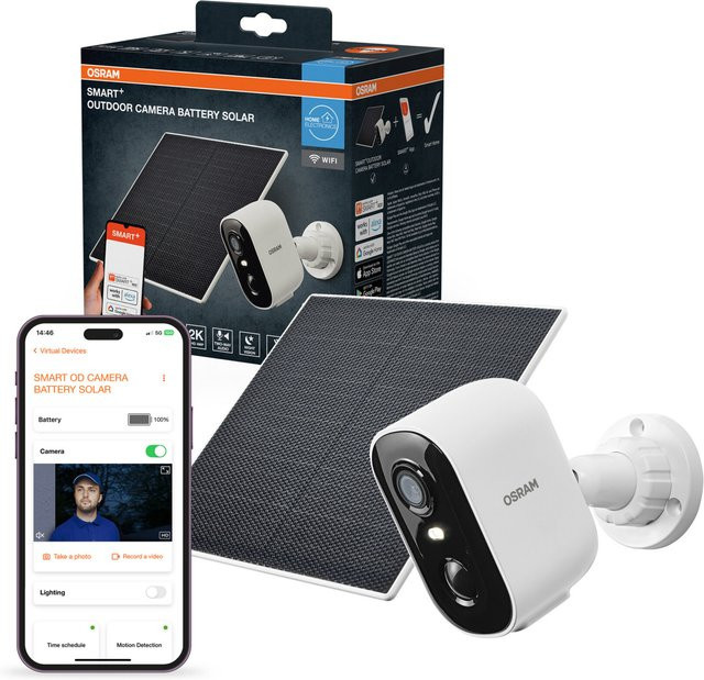 OSRAM Smart+ Smarte Outdoor Überwachungskamera mit Wifi und Solar in Weiß - Bild 2