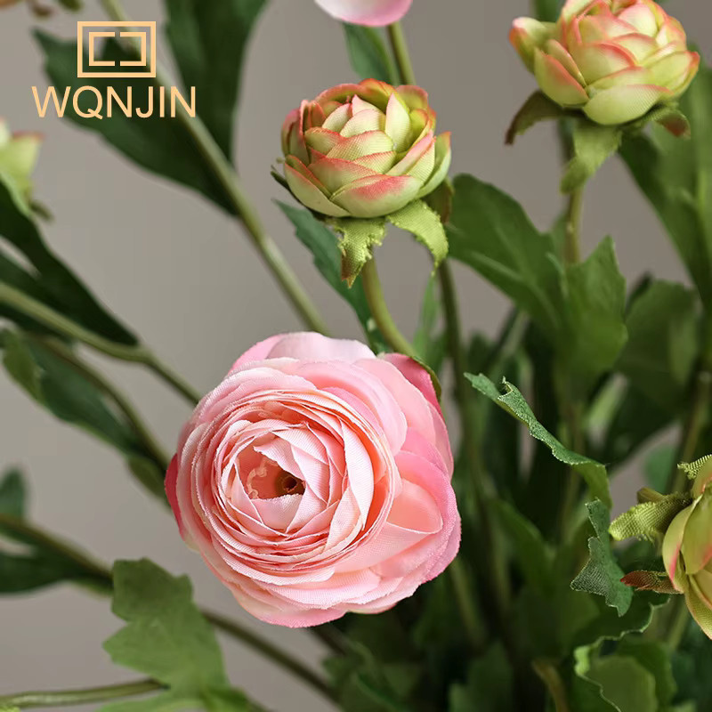 WQNJIN Künstlicher Pfingstrosen-Blumenstrauß im europäischen Stil, Pink, 3 Köpfe - Bild 4