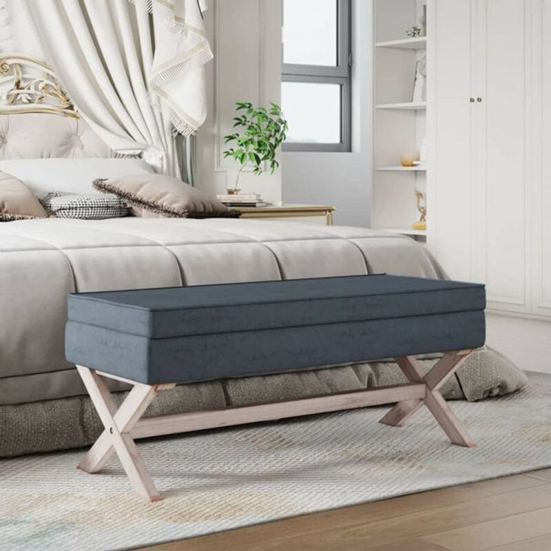 Vidaxl Polsterhocker mit Stauraum aus Samt in Anthrazit, B/T/H: 110 x 45 x 49 cm - Bild 1