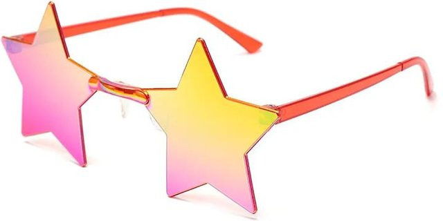 Randlose Sternförmige Brille, Pentagramm, Metall, Unisex, Multicolour - Bild 1