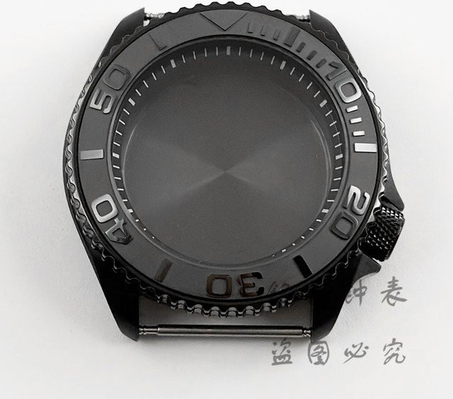 LIYAN Uhrengehäuse Edelstahl, Schwarz, 42 mm, schräge Lünette - Bild 1