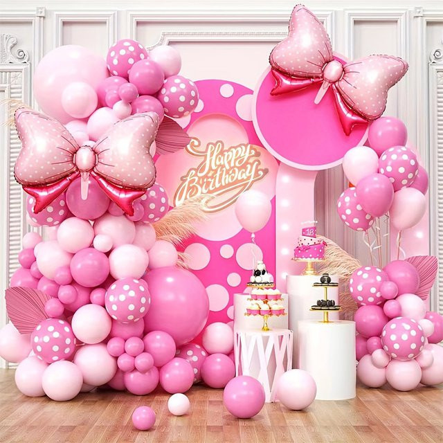 BALONAQ Ballon Set mit 99 Stück in Rosa, Weiß und Gold mit Konfetti und Schleifen für Hochzeit, Geburtstag oder Baby Shower - Bild 1