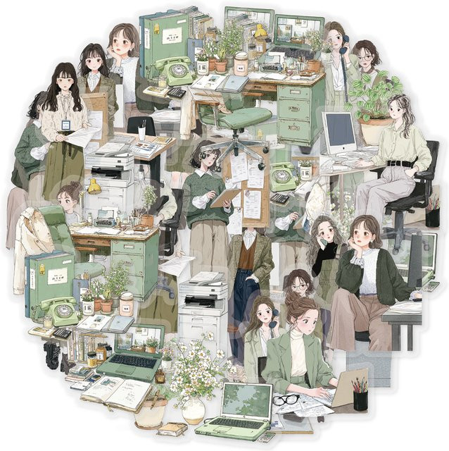 Etori Life Work Schedule Girl Character Aufkleber, multicolor - Bild 1