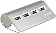 PORT Designs PORT Connect USB 3.0 Hub für Desktop mit 4 SuperSpeed USB-A Anschlüssen in Grau/Silber - Bild 1