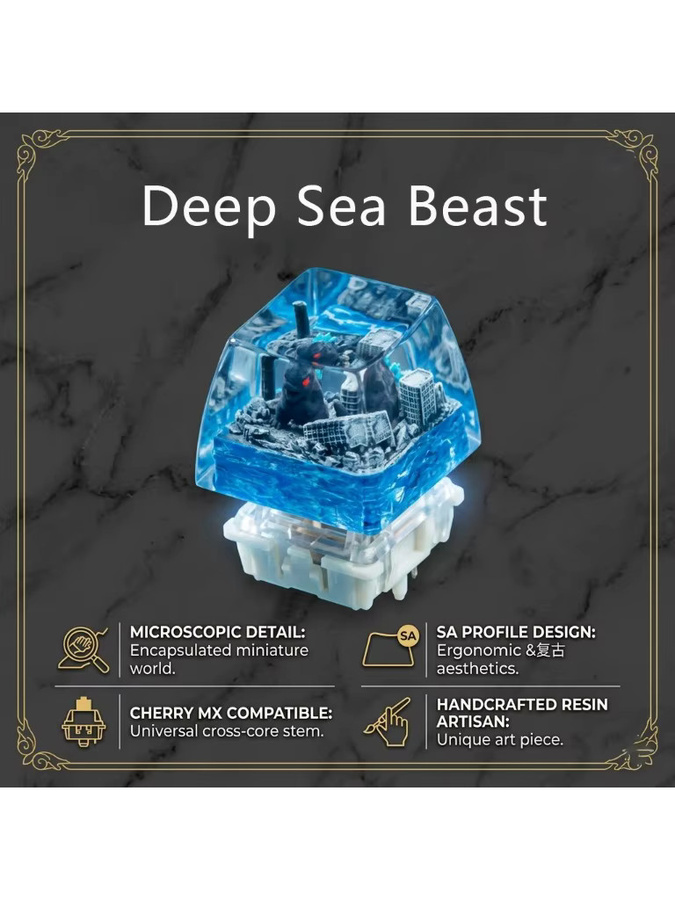 Deep Sea Beast Artisan Keycap 1U ESC SA Handgefertigte Custom Keycap aus Kunstharz in Blau für mechanische Cherry MX-Tastaturen - Bild 5