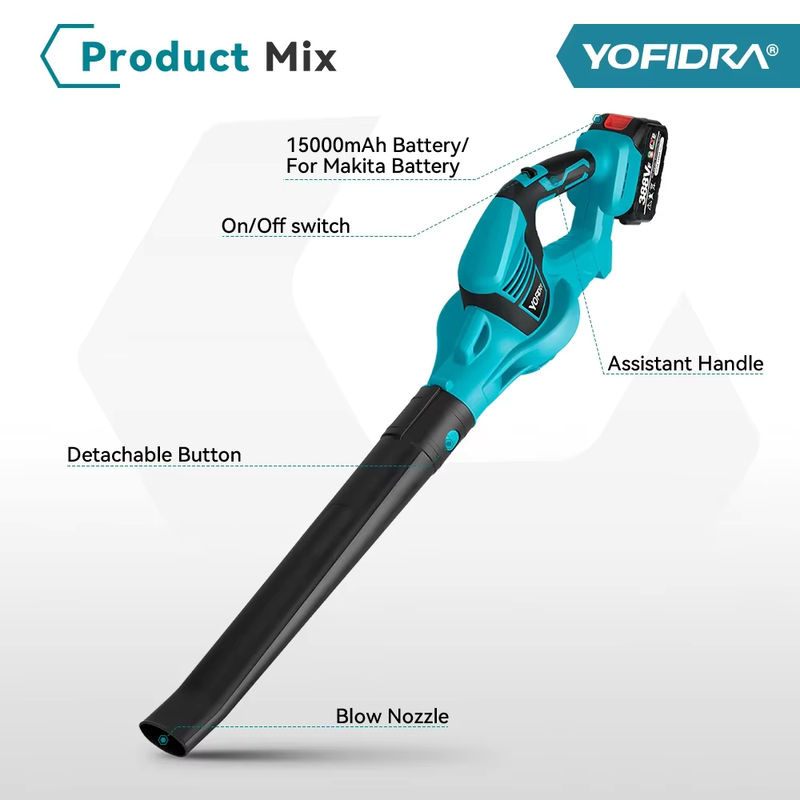 Yofidra Elektrisches Akku-Gebläse 2000 W für Makita Akkus zur Reinigung von Laub, Schnee und Staub im Garten - Bild 3