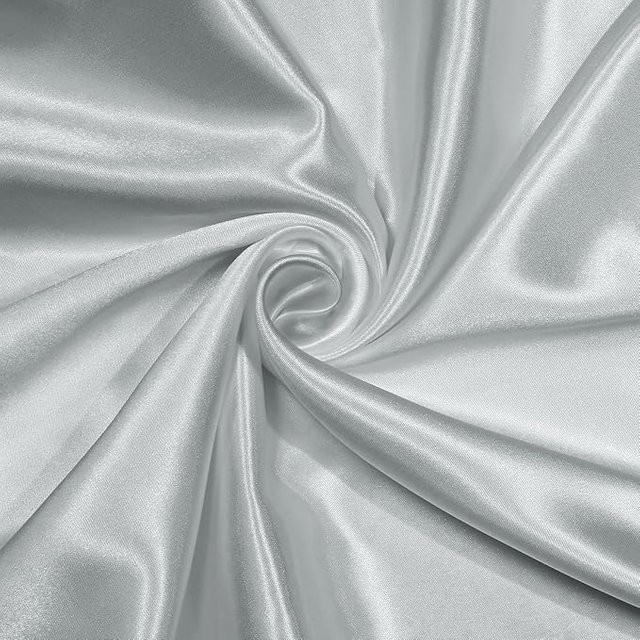 Satin Stoff Meterware von YT Daily Necessities in Silber Grau, glänzend und weich für DIY-Projekte, Vorhänge oder Polsterfutter, Breite: 145 cm - Bild 1