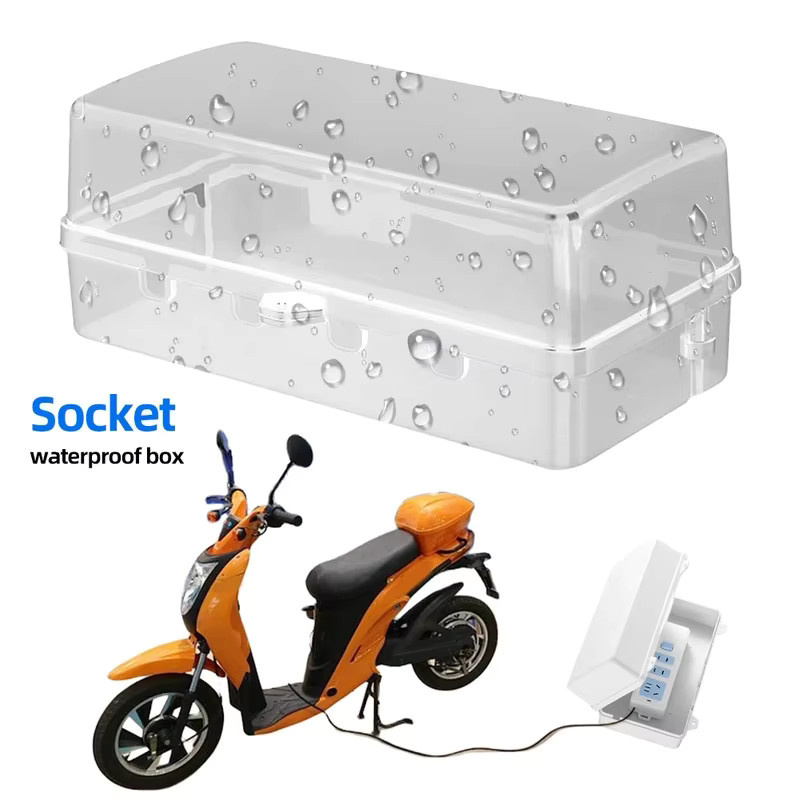 Wasserdichte Box mit Schloss für elektrische Fahrzeug-Lade Stecker, Regenfest und Diebstahlsicher, Schwarz/Transparent - Bild 2