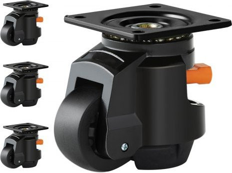 VEVOR Nivellierrollen 4er-Set in Schwarz mit verstellbaren Nylonrollen und 360 Grad Schwenkfunktion für Werkbänke und Maschinen - Bild 1
