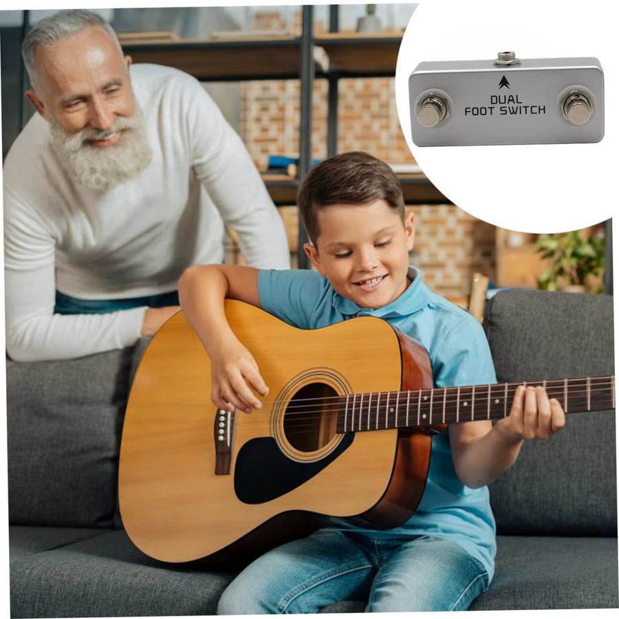 Mosky Dual Latching Fußschalter Gitarrenpedal in Silber mit 6,35 mm Stereo-Ausgang für Verstärker und Musikgeräte - Bild 5