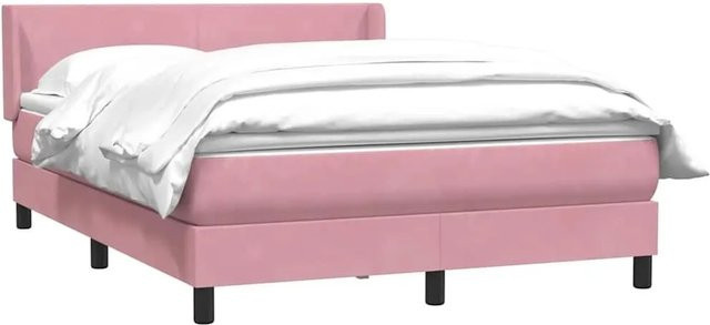 vidaXL Boxspringbett mit Matratze in Rosa, Samt, B/T/H: 160 x 210 x 78 cm - Bild 1