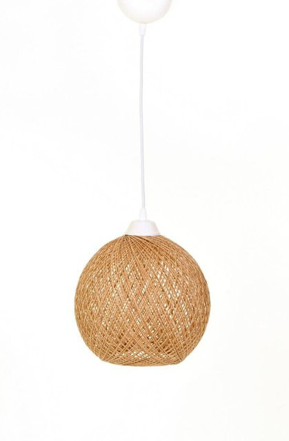 Opviq Pendelleuchte aus Rattan und Jute in Beige und Braun, Boho Design, E27, B: 22 cm, H: 55 cm, T: 24 cm - Bild 1