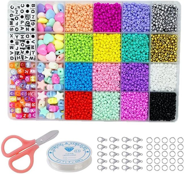 TOMTOP JMS Perlen Set, Multicolor, Glas, Kunststoff, 12.000 Stück - Bild 1