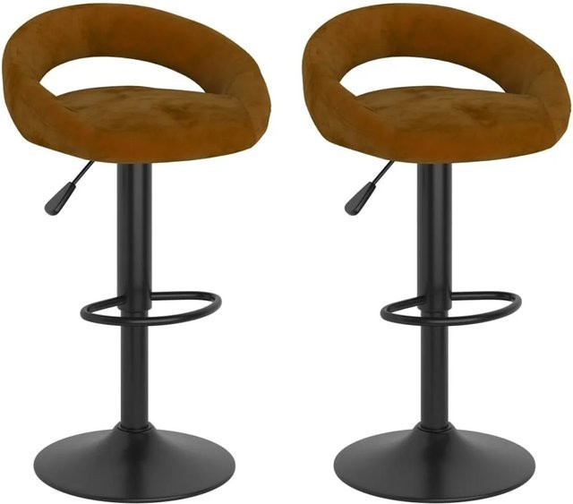 vidaXL Barhocker 2er Set aus Samt in Braun mit pulverbeschichtetem Stahlgestell - Bild 1