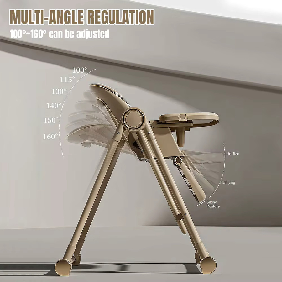 Vremota 2-in-1 Baby-Hochstuhl faltbar als Ess- und Spielstuhl mit Essteller in Grau oder Beige - Bild 2