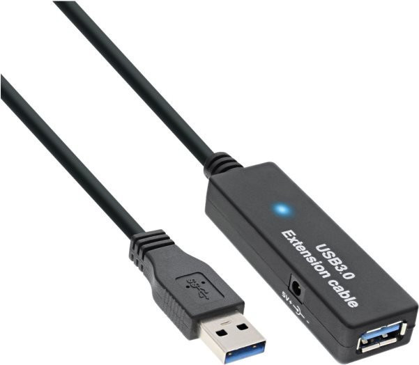 INLINE USB 3.0 Verlängerungskabel USB Typ A (W) zu USB Typ A (M) aktiv, Schwarz, Länge: 20 m - Bild 1