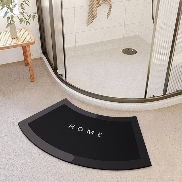 Yiran Furniture Badezimmer-Fußmatte aus Kieselalgen-Schlamm, wasserabsorbierend und rutschfest, Schwarz, B/H: 75 x 45 cm - Bild 1