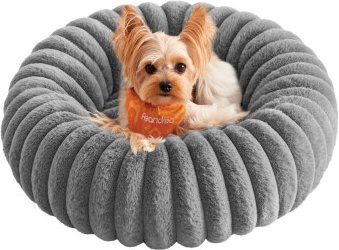 FEANDREA Hundebett und Katzenbett in Grau mit abnehmbarem Bezug und rutschfester Unterseite, Größe S - Bild 1
