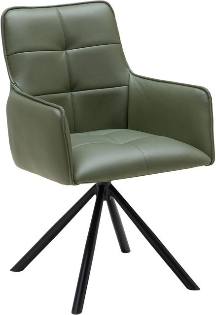 Premium Living Armlehnstuhl Vincent in Grün aus Leder und Metall für dein Wohnzimmer oder Home-Office - Bild 1