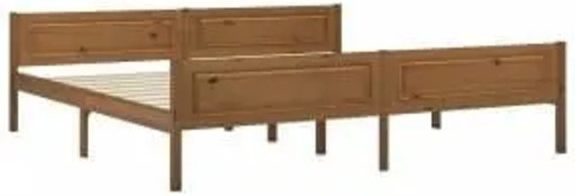 vidaXL Massivholzbett aus Kiefer in Honigbraun, B/T/H: 200 x 200 x 63 cm - Bild 1