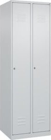 C+P Spind Classic PLUS Garderobenschrank mit 2 Abteilen in Grau, Höhe: 185 cm, Breite: 60 cm, Tiefe: 50 cm, mit Zylinderschloss und 3 Garderobenhaken - Bild 1