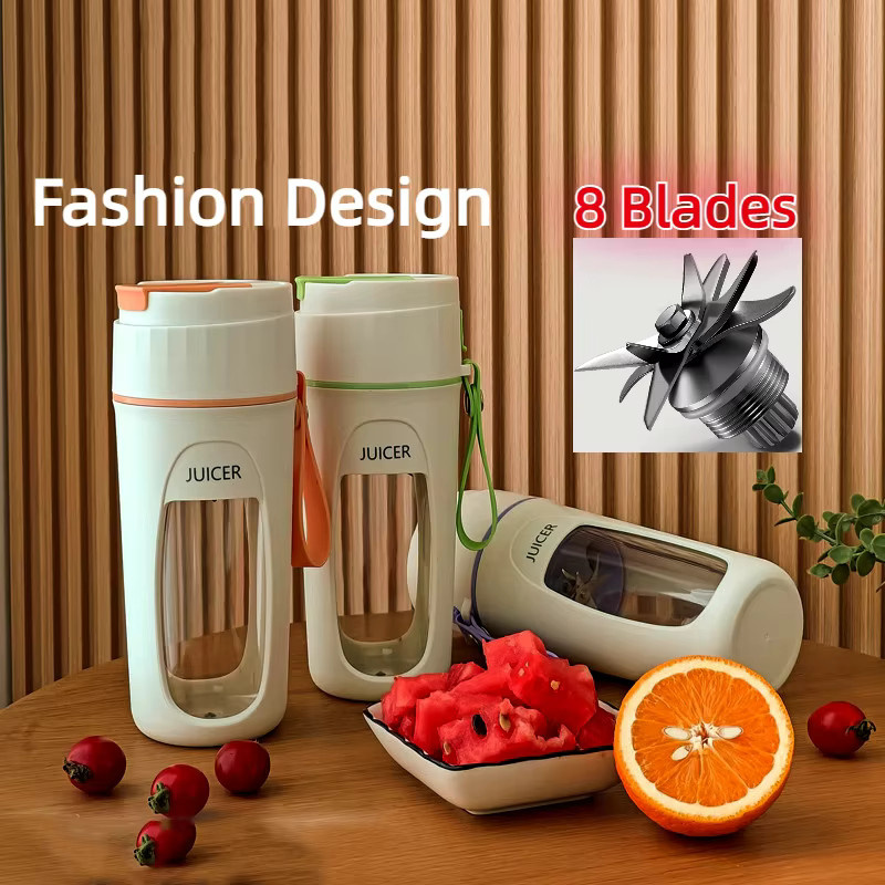 CREAROMA Tragbarer elektrischer Mini Mixer mit 8 Klingen und 3000mAh Akku in Weiß und Orange - Bild 3