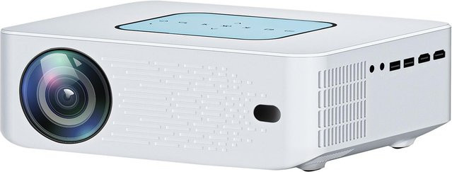 V10 Tragbarer Smart Home Theater Projektor mit Android 9.0, Full HD LCD-LED Technologie, Dualband WiFi und Bluetooth 4.1, Weiß - Bild 1