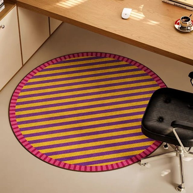 Vikama Rundteppich mit Streifen-Design, rutschfest, Mehrfarbig, Durchmesser: 80 cm - Bild 1