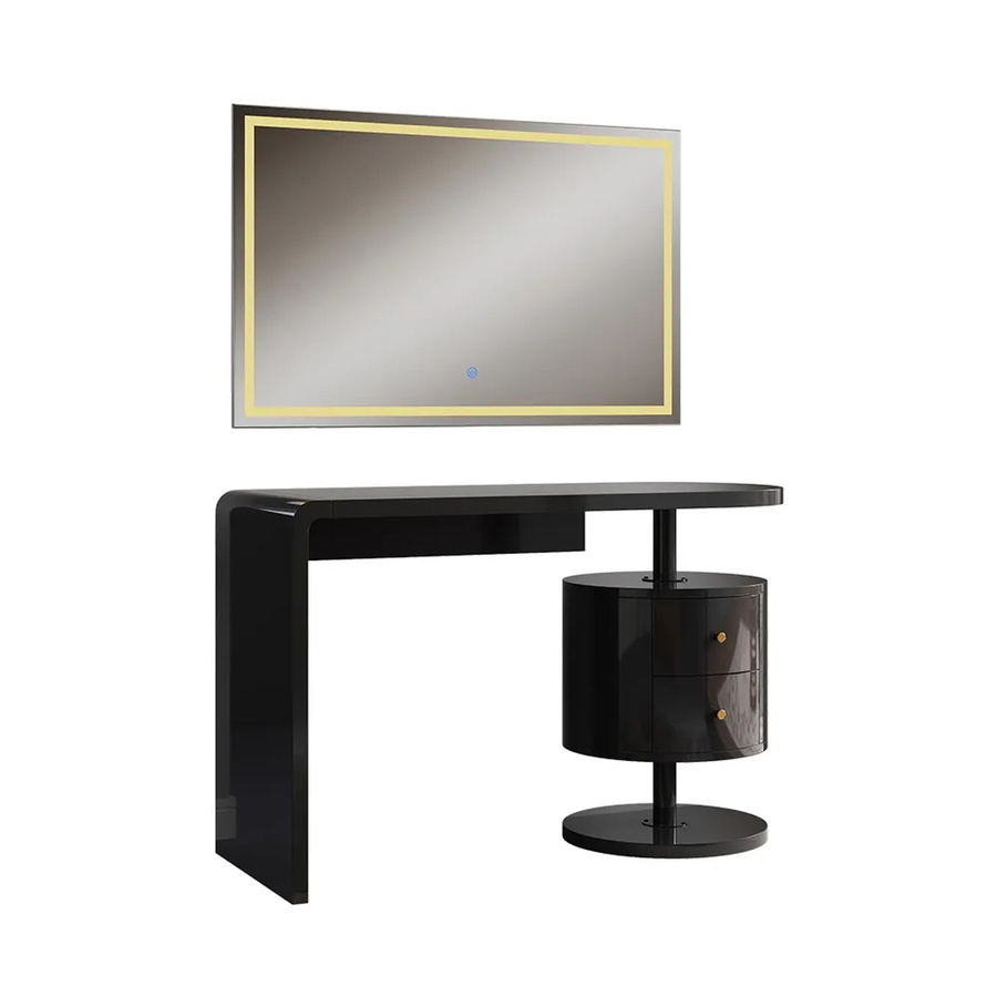Vicco Schminktisch Lara in Schwarz Hochglanz mit LED-Spiegel, Breite: 120 cm, Tiefe: 50 cm, Höhe: 76 cm - Bild 3
