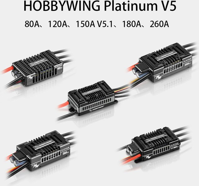 Hobbywing Platin V5 bürstenloser ESC für RC Elektro Hubschrauber, Schwarz - Bild 1
