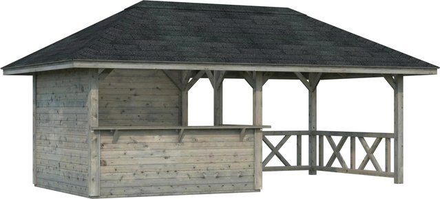 Palmako Holz-Pavillon Bianca Set aus Fichtenholz, Grau, B/H/T: 588 x 319 x 300 cm, tauchgrundiert - Bild 1