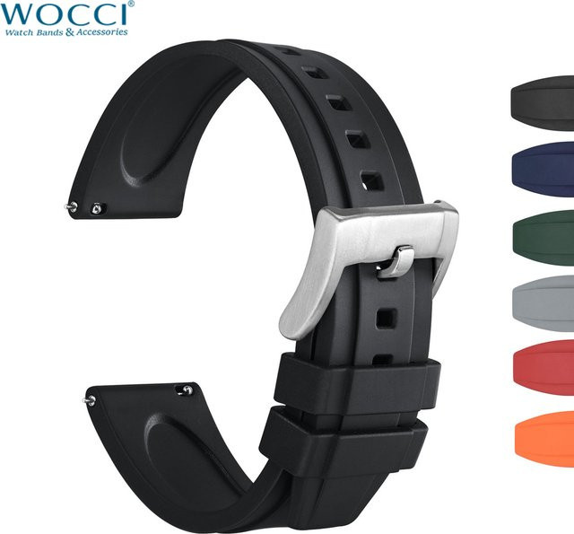 Wocci Uhrenarmband, Kautschuk, Schwarz, Unisex - Bild 1