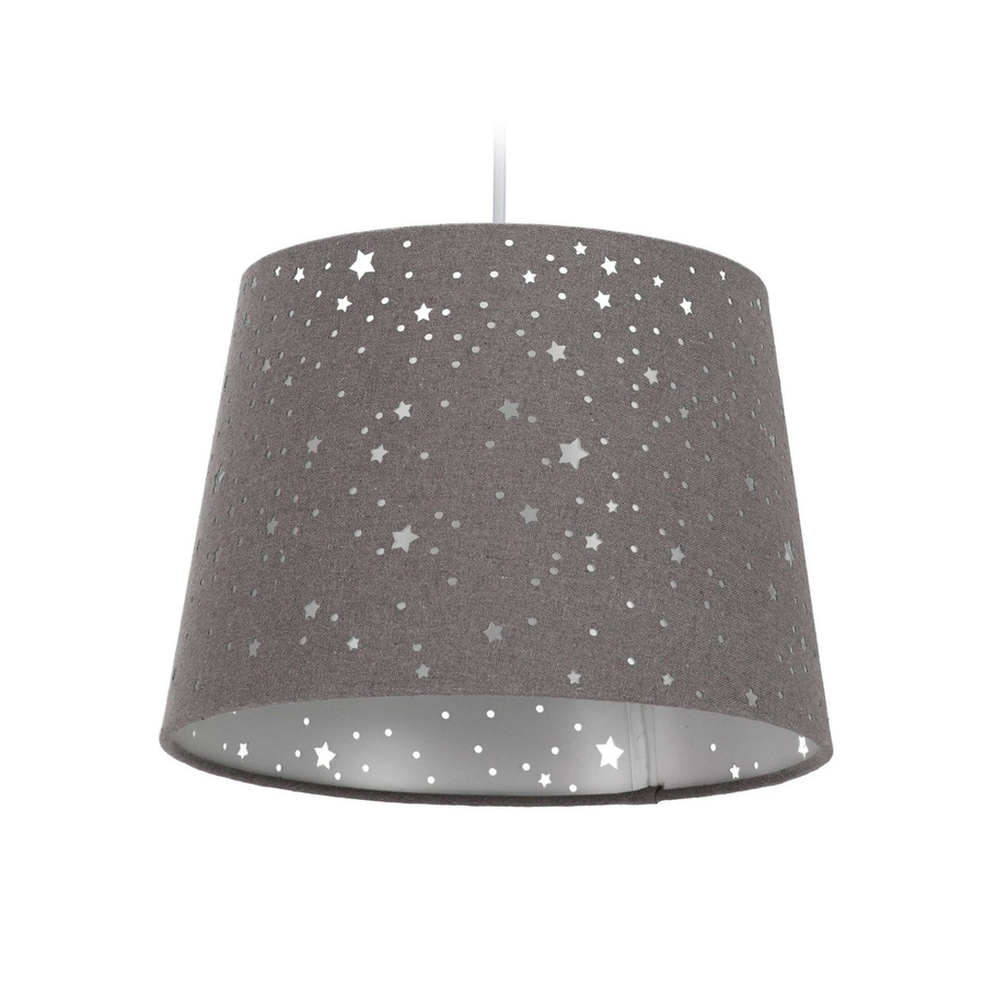 Relaxdays Kinderzimmerlampe aus Stoff in Grau mit Sternen, Pendelleuchte rund, Höhe: 122 cm, Durchmesser: 27 cm - Bild 2