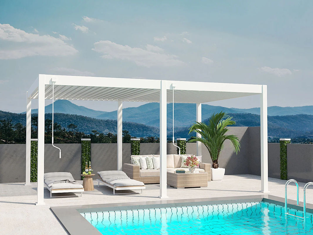 PergoLine Superior Pergola aus Aluminium in Weiß mit Kurbelbefestigung B: 600 cm, T: 300 cm, H: 255 cm - Bild 2