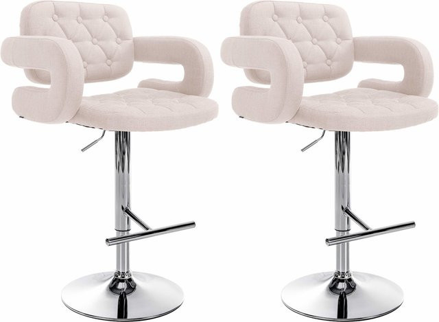 CLP 2er Set Barhocker Dublin mit Stoff-Bezug in Beige, höhenverstellbar und modern - Bild 1