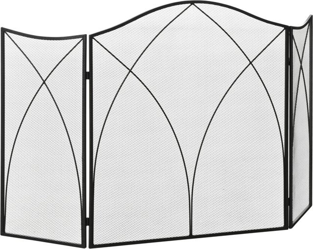 HOMCOM Kaminschutzgitter aus Metall in Schwarz, B: 108 cm, T: 24 cm, H: 76 cm - Bild 1