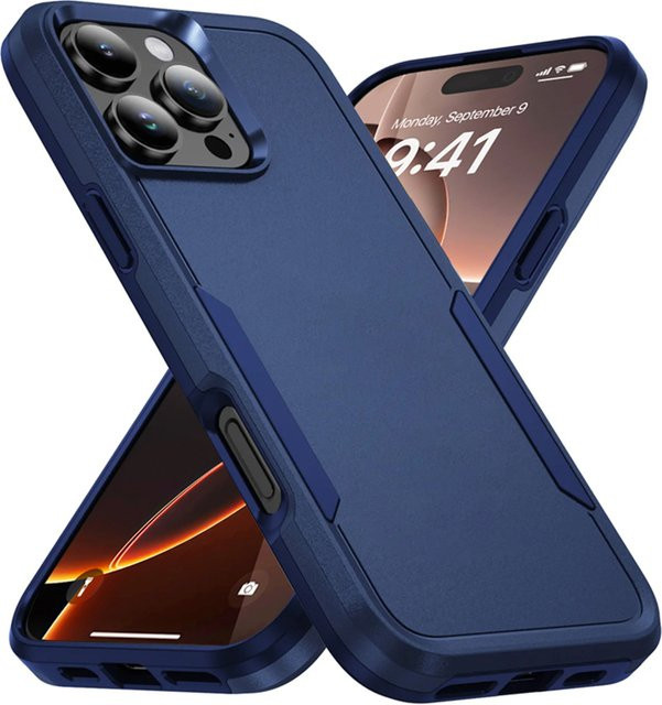 Stoßfeste und kratzfeste Handyhülle für Apple iPhone 17E 16E Air 17 16 15 14 13 12 11 Pro Max und 16 Plus in Schwarz - Bild 1