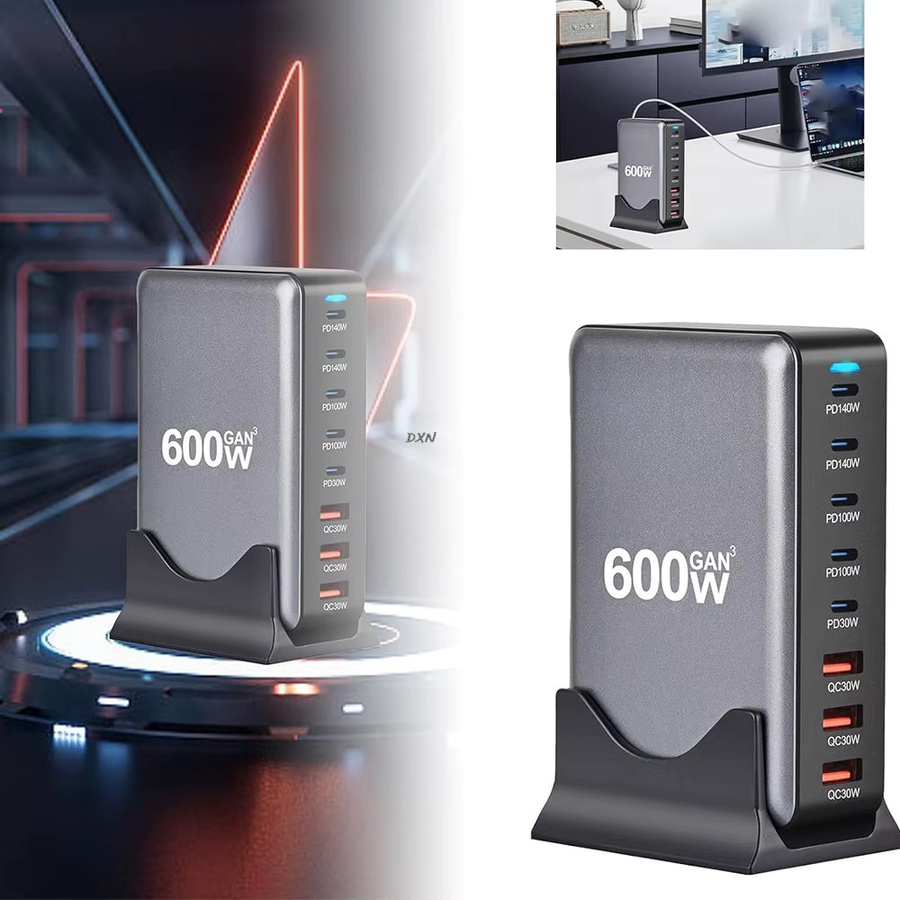 600W GaN 8-Port Schnellladegerät mit USB-C PD 3.1 Ladestation und USB Typ C Adapter für iPhone, Samsung, Xiaomi und Huawei - Bild 3