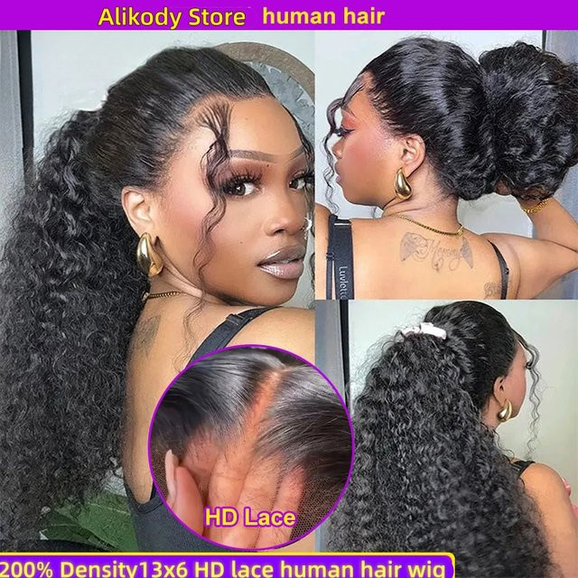 ALIKODY Echthaarperücke Jerry Curly, 13x6 HD Lace Frontal, Damen - Bild 1