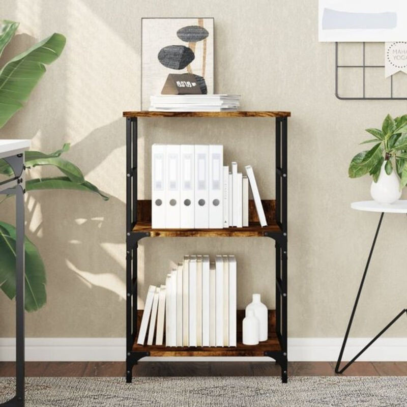 Bücherregal Vidaxl im Industrial Design aus Holzwerkstoff und Stahl, Braun, B: 50 cm, T: 33 cm, H: 82 cm - Bild 1