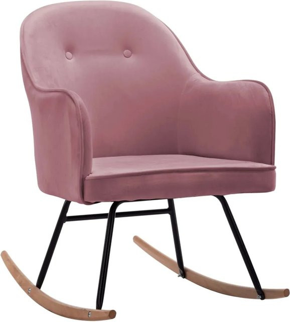 vidaXL Schaukelstuhl Rosa Samt mit Buchenholz und Eisen - Bild 1