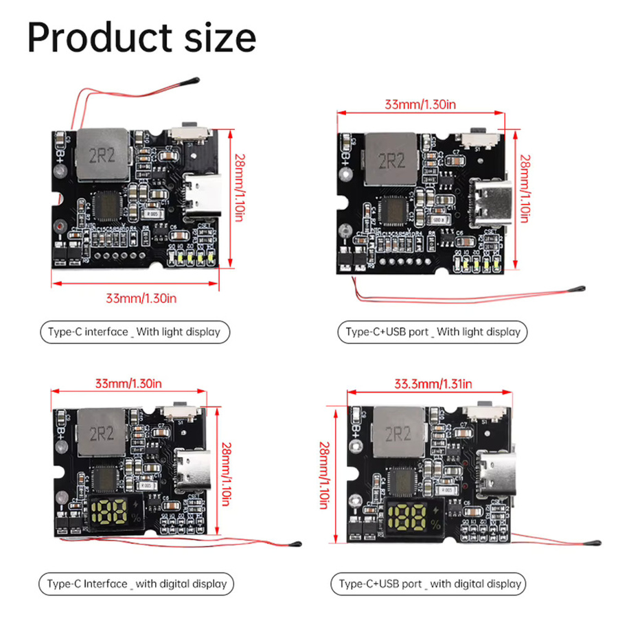 DIY Powerbank Modul Kit mit 22,5 W PD/QC 2-Wege-Schnellladung, USB-A und Typ-C Anschluss, Schwarz - Bild 4