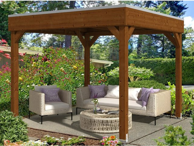 Skan Holz Pavillon Toulouse aus Fichtenholz in Nussbaum-Optik, braun, B/T/H: 294 x 294 x 244 cm - Bild 1