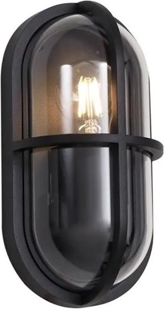 QAZQA Outdoor Wandleuchte Target in Schwarz, ovale moderne Außenleuchte mit IP65 Schutz für Garten, Terrasse und Balkon - Bild 1