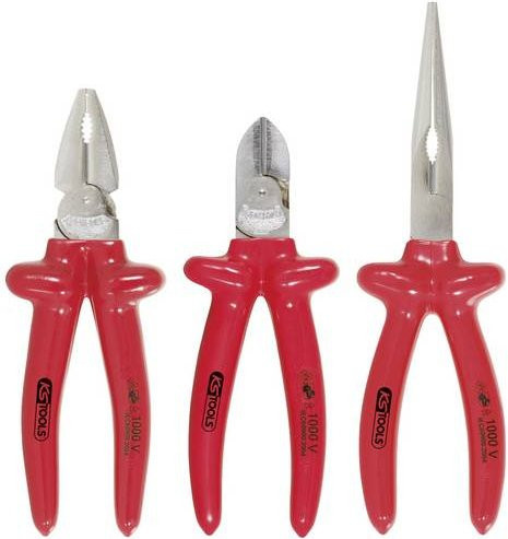 KS Tools CLASSIC 1000V Zangen-Satz, 3-teilig, rot/steel - Bild 1