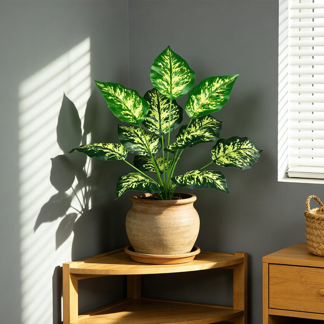 Künstliche Monstera-Palmblätter von Kmitang in Grün aus Kunststoff für die Tischdekoration - Bild 1
