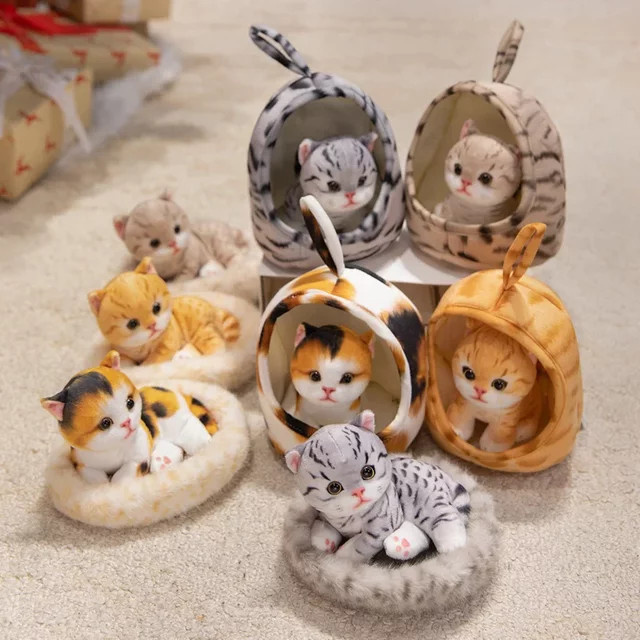 MIAOOWA Kätzchen- und Haus-Kombinations-Plüschspielzeug, Tiere, Grau, Bunt / Mehrfarbig - Bild 1