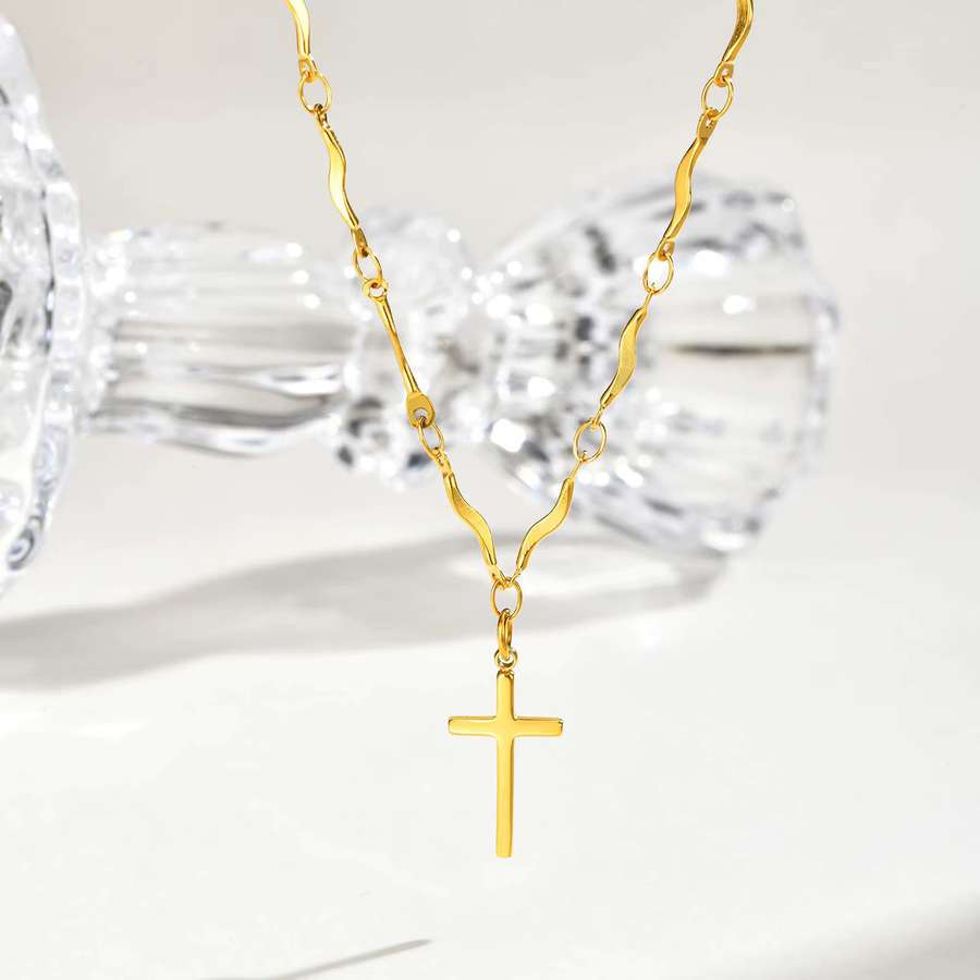 prjewel Halskette mit Kreuzanhänger, Edelstahl, Gold, Damen - Bild 2